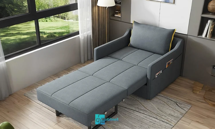 تصویر مبل تختخواب شو یک نفره در حالت تخت