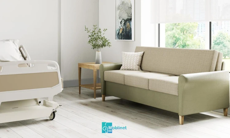 تصویر مبل تختخواب شو بیمارستانی در فضای لابی 