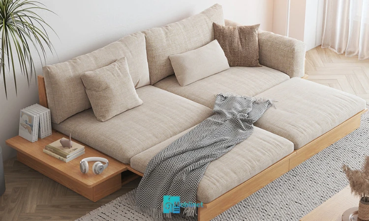 The sofa bed opens easily.
تصویر مبل تختخواب شو در حالت تخت