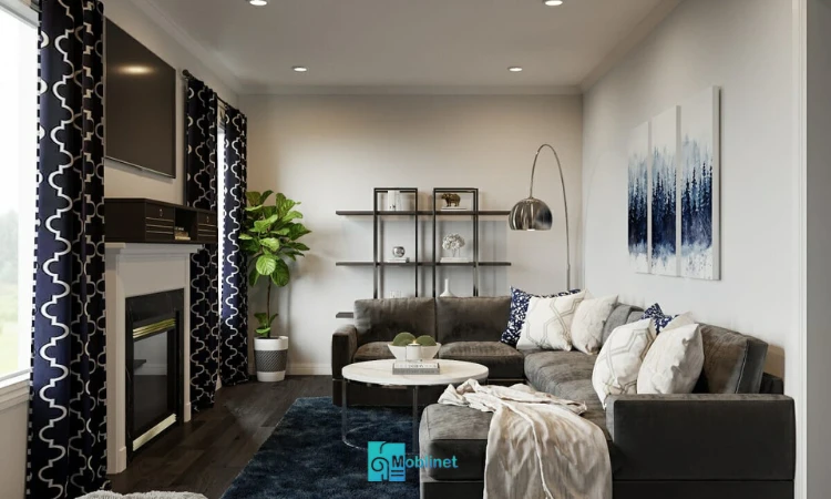 تصویر دکور خانه کوچک با رنگ های تیره