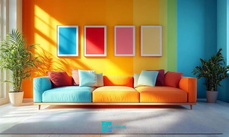 تصویر دکوراسیون خانه با رنگ های شاد